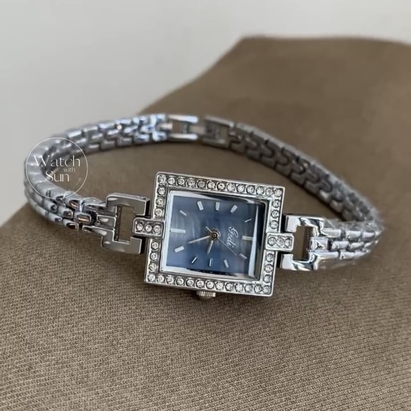 Dainty Silver Rectangle Face Stainless Steel Bracelet Watch