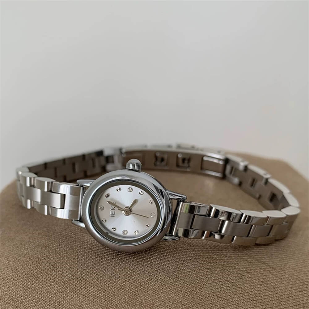 Small Round Face Silver Stainless Steel Watch