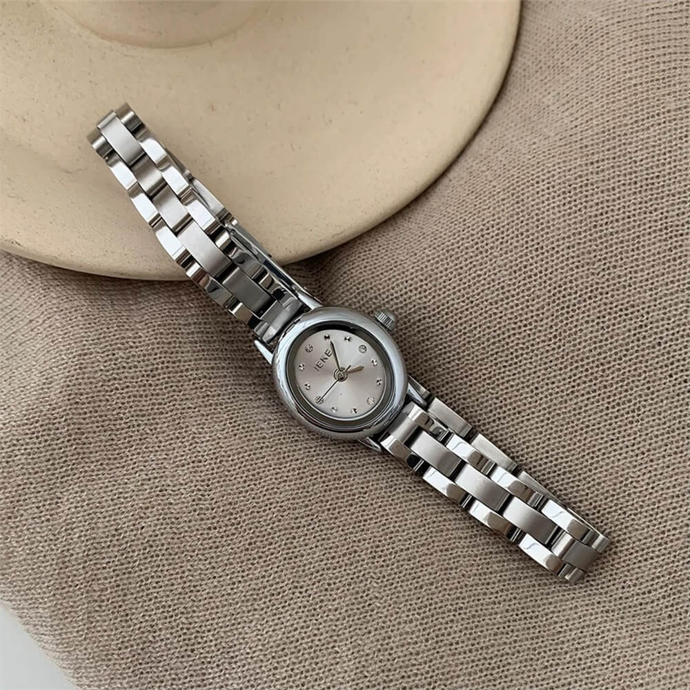 Small Round Face Silver Stainless Steel Watch