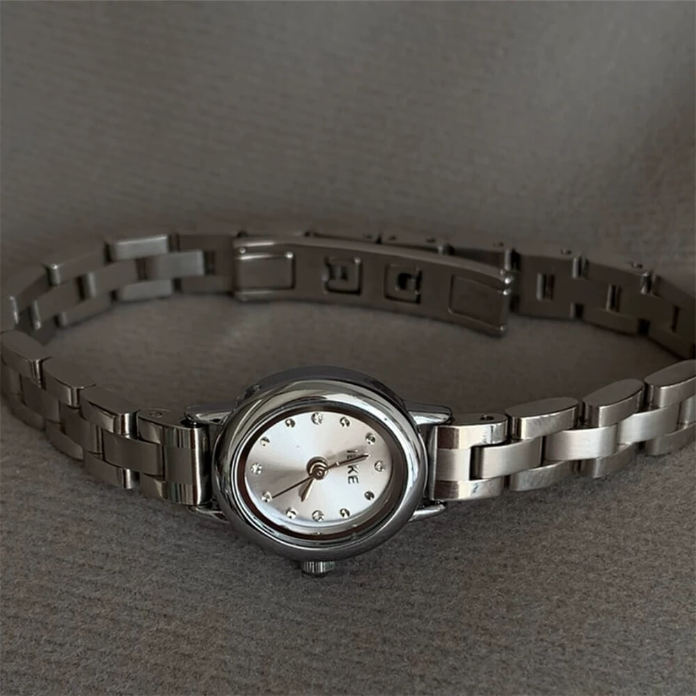 Small Round Face Silver Stainless Steel Watch