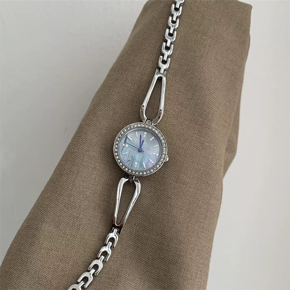 Round Blue Face Silver Bracelet Watch