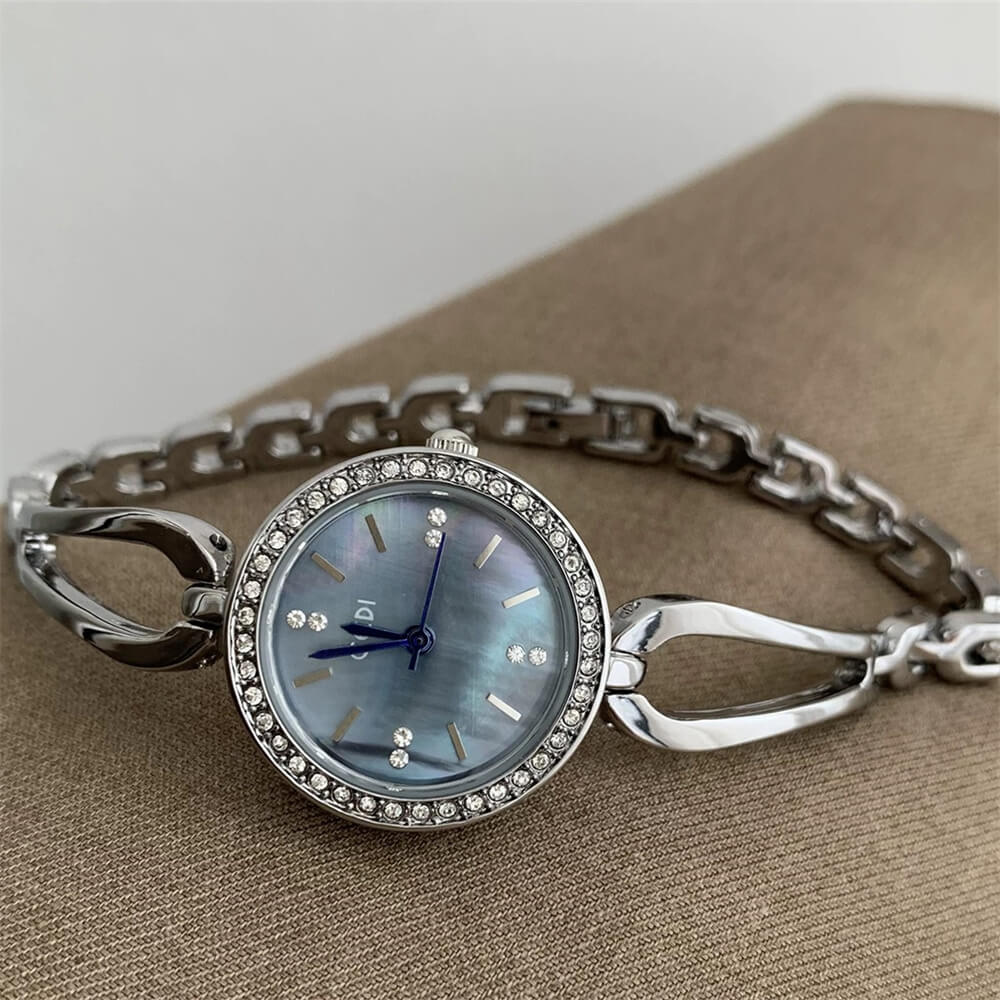 Round Blue Face Silver Bracelet Watch