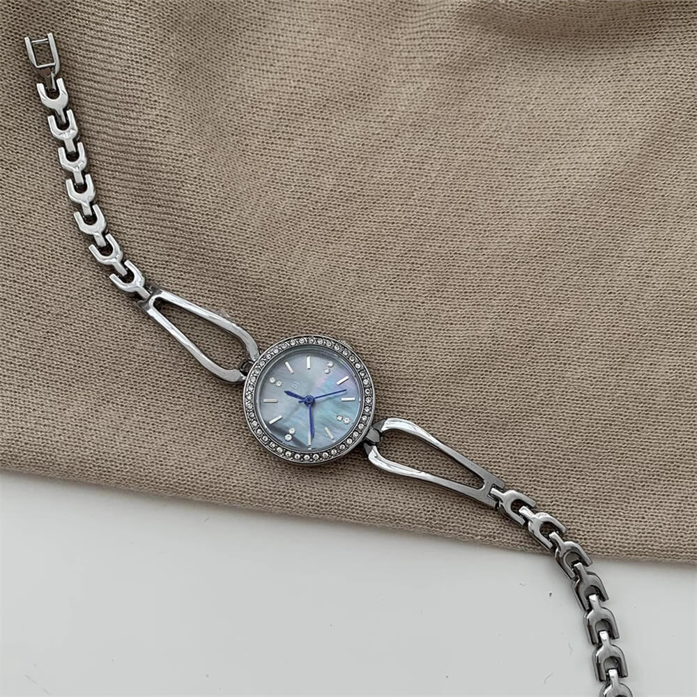 Round Blue Face Silver Bracelet Watch