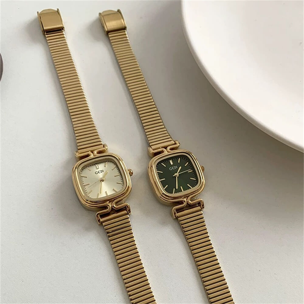 WatchwithSun Square Face Dainty Golden Bracelet Watch