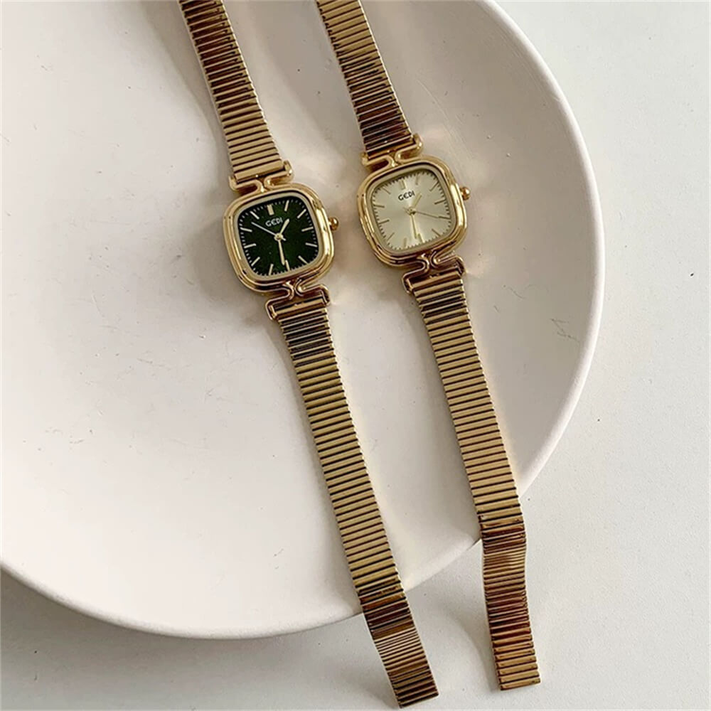 Square Face Dainty Golden Bracelet Watch
