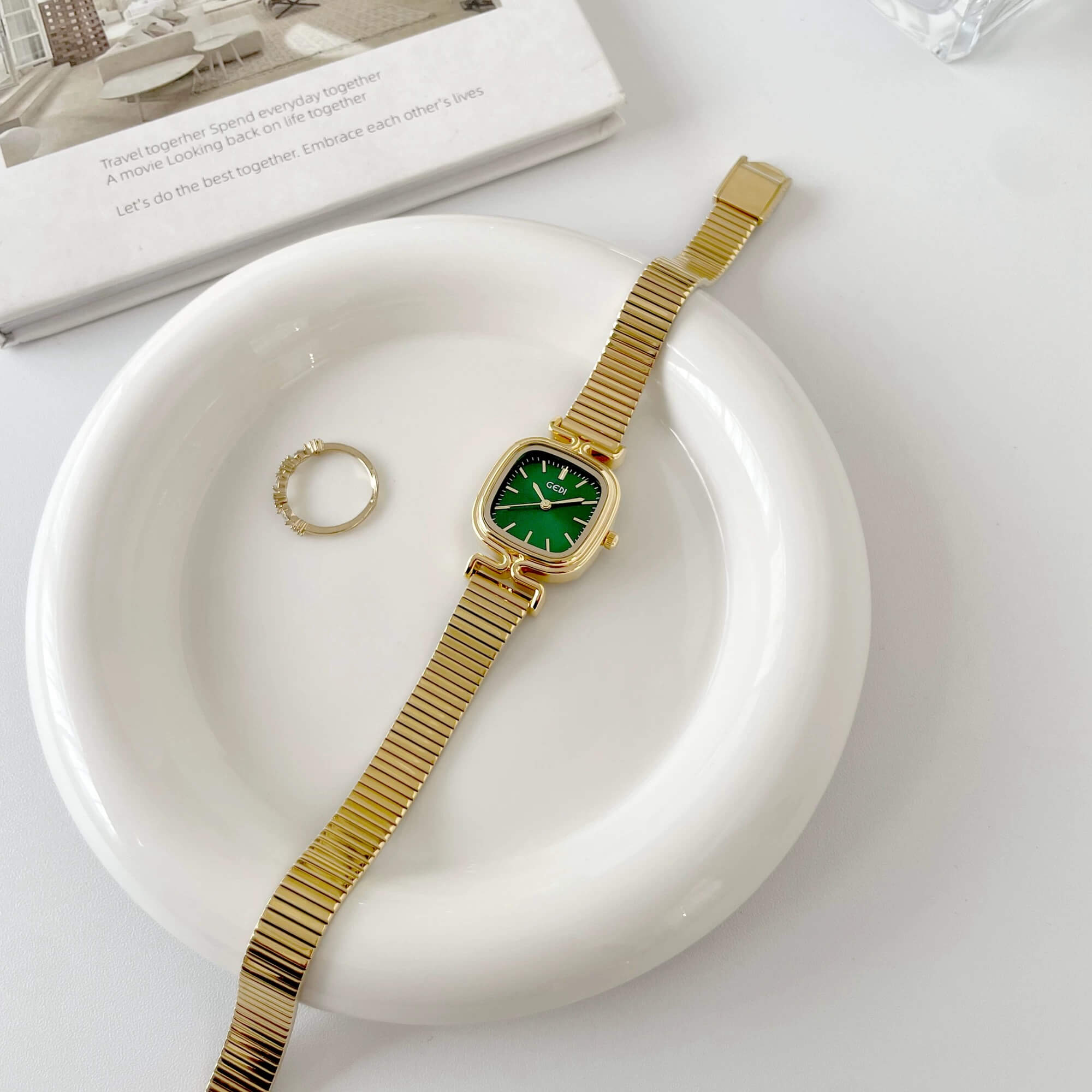 Square Face Dainty Golden Bracelet Watch