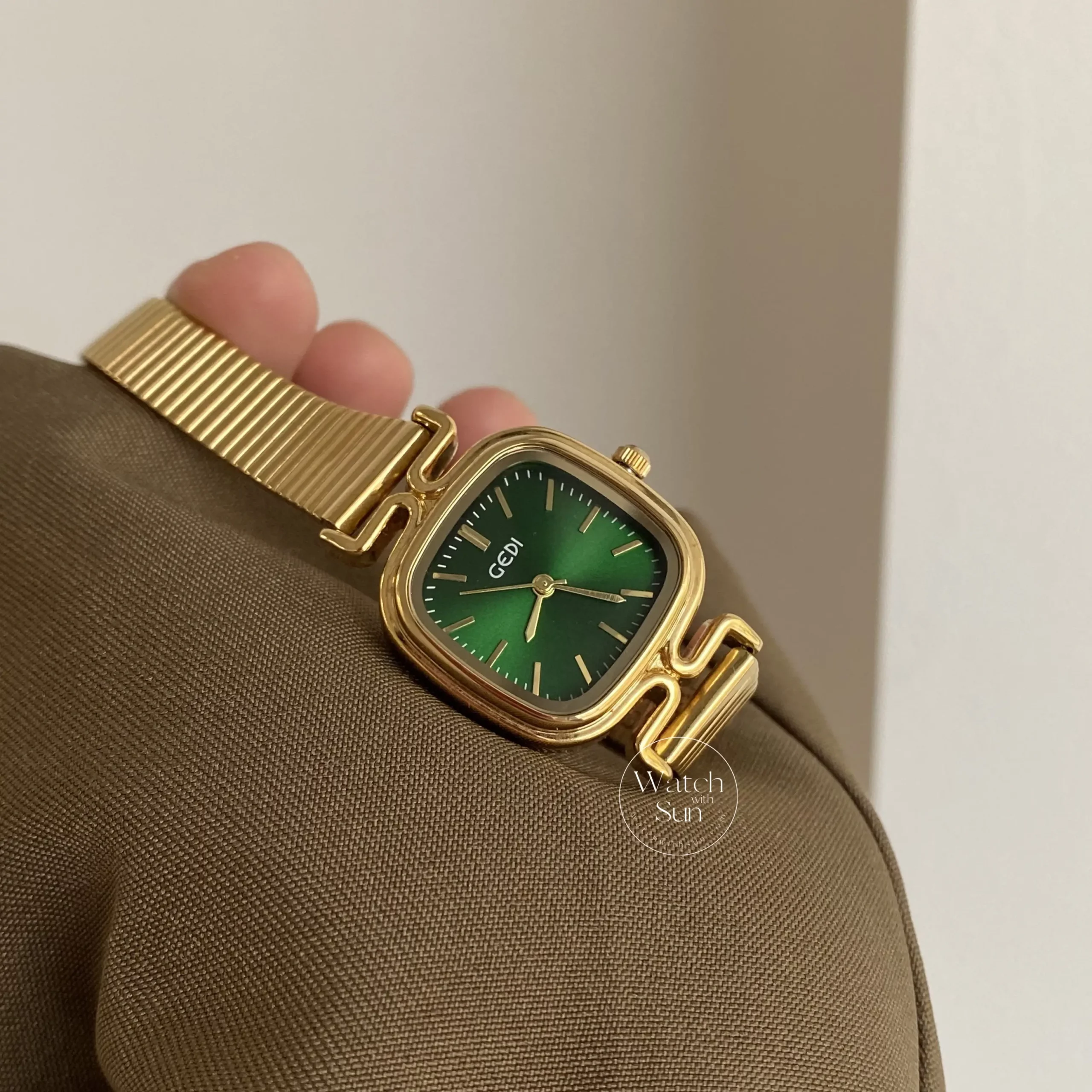 Square Face Dainty Golden Bracelet Watch