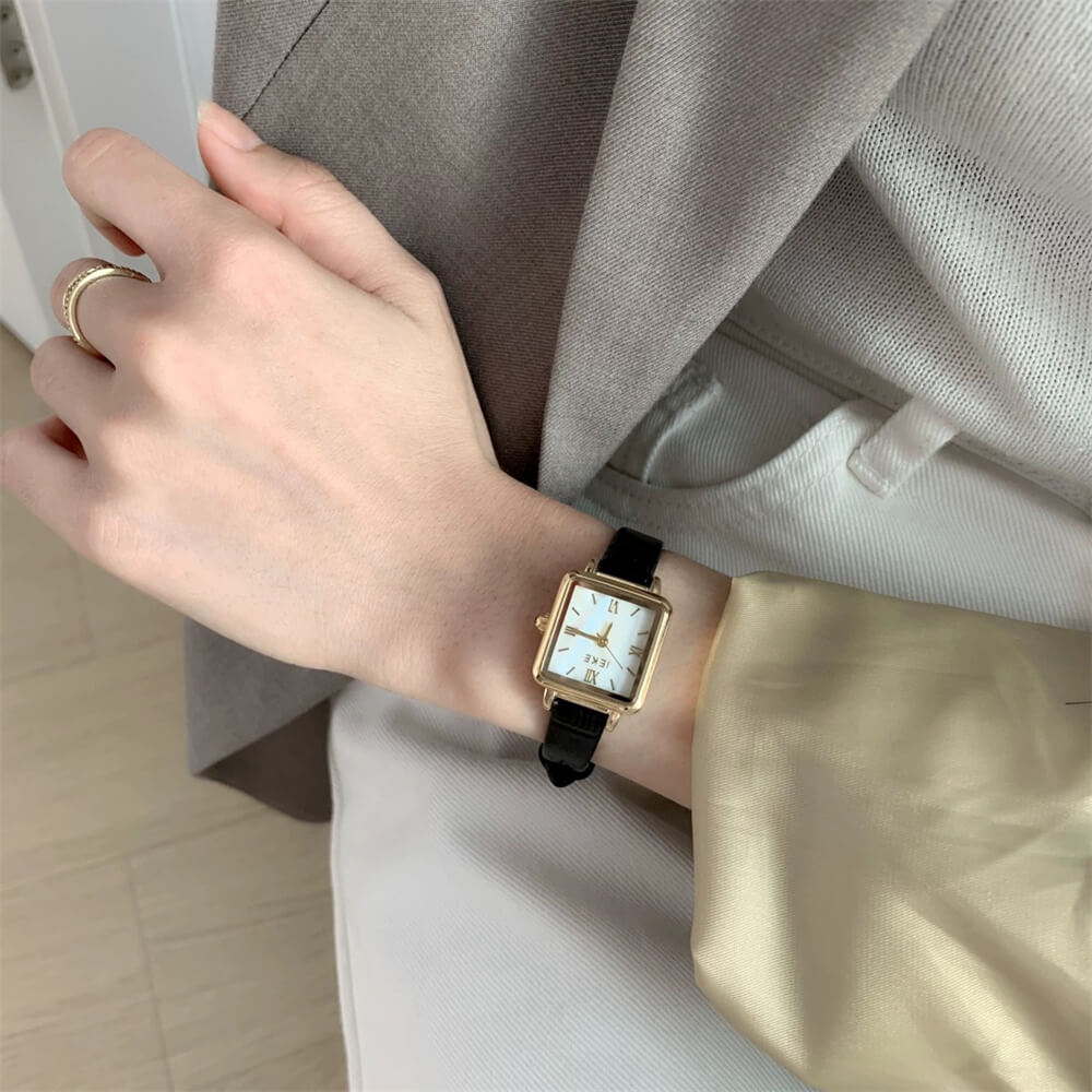 Chic Style Square Face Brown Leather Watch