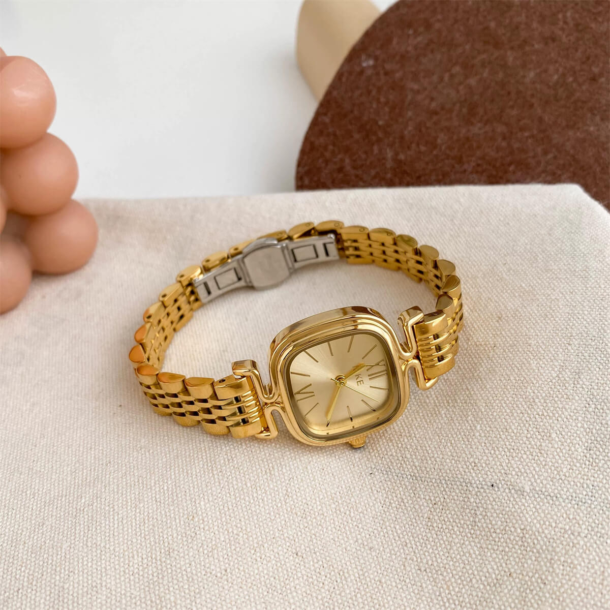 Square Face Gold/Silver Bracelet Watch