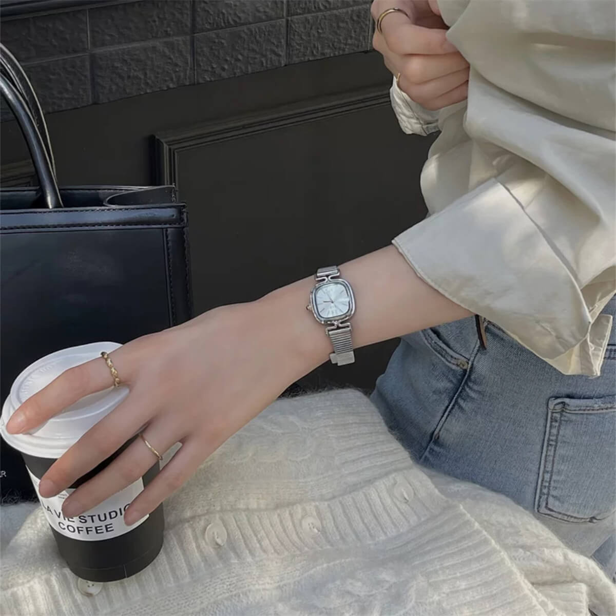 Minimalist Style Square Face Ladies Bracelet Watch