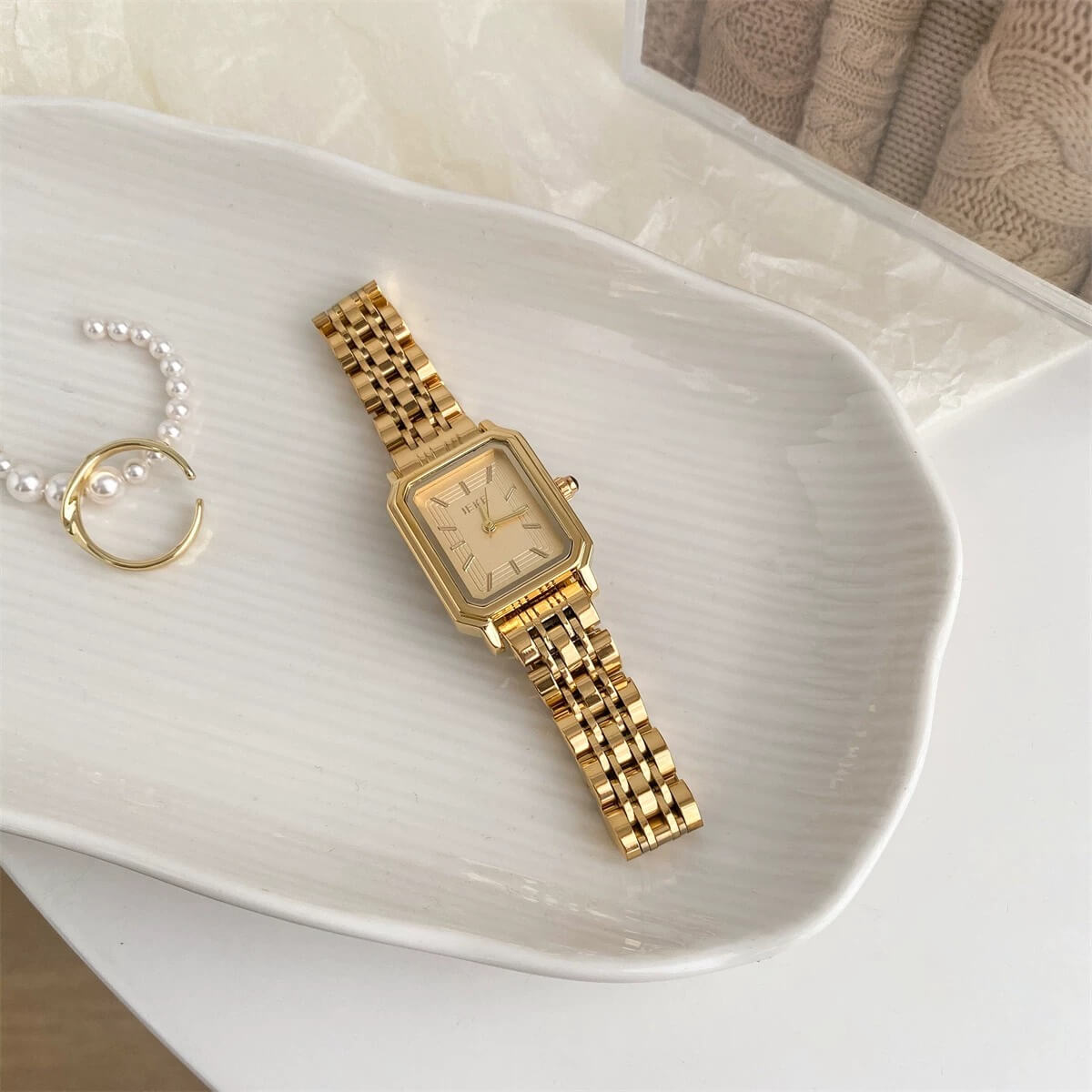 Vintage Style Square Face Gold/Silver Bracelet Watch