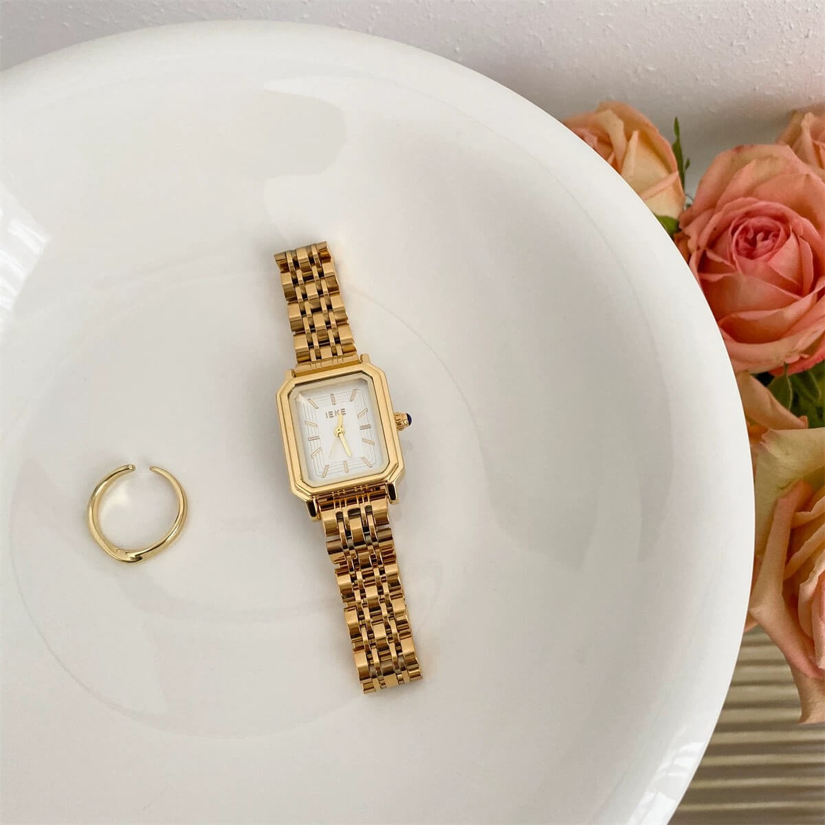 Vintage Style Square Face Gold/Silver Bracelet Watch