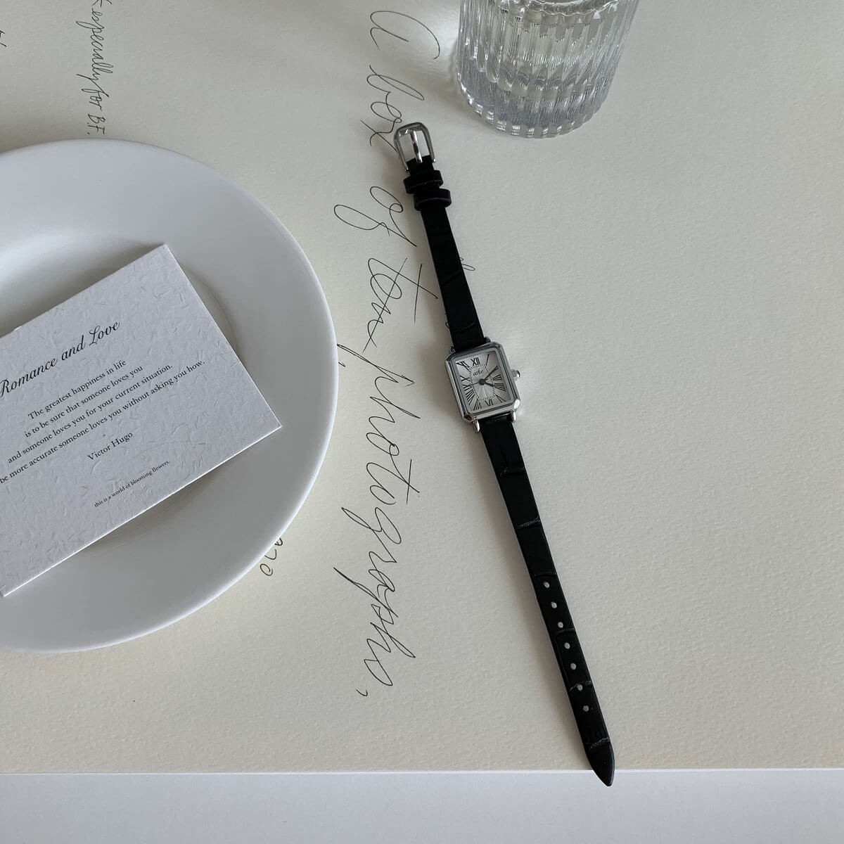 Classic Square Face Brown/Black Leather Watch