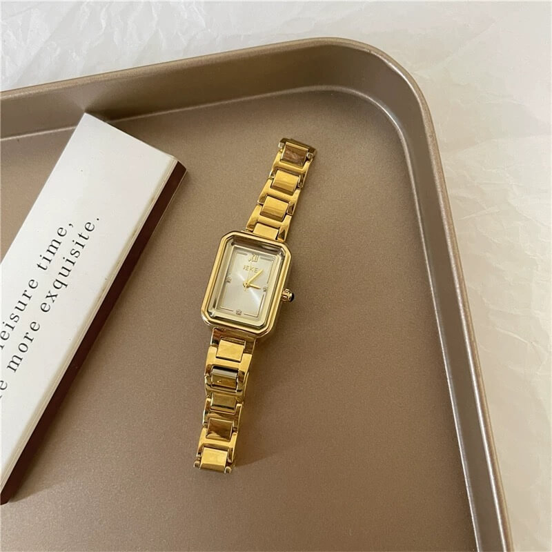 Minimalist Style Square Face Golden Bracelet Watch