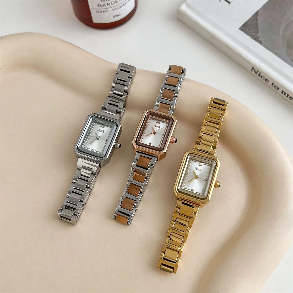 Minimalist Style Square Face Golden Bracelet Watch
