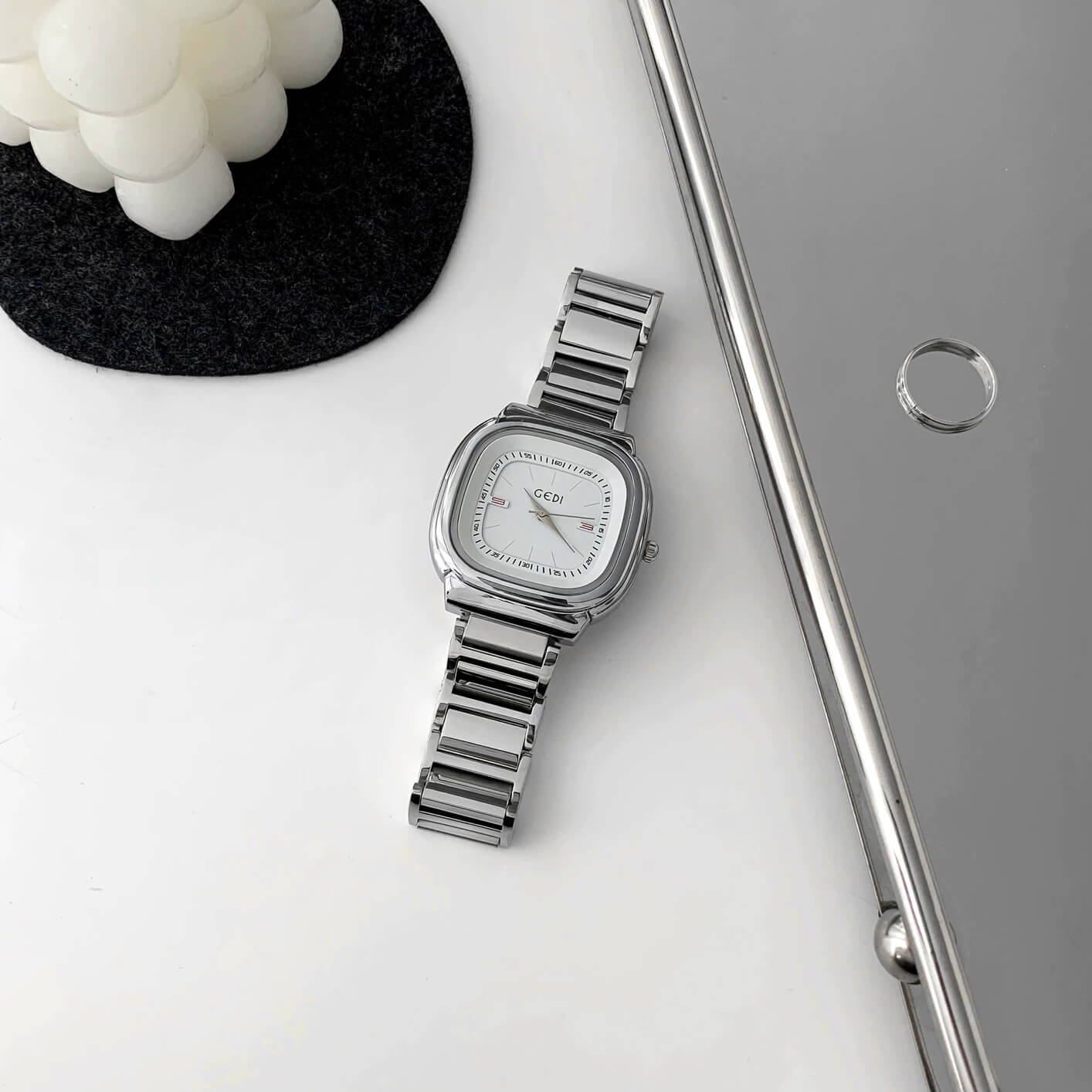 Simple Style Gold/Silver Oversized Square Women’s Watch