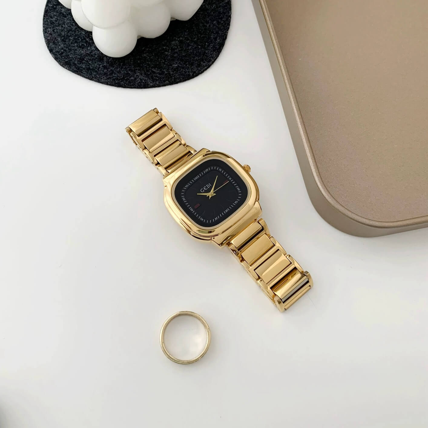 Simple Style Gold/Silver Oversized Square Women’s Watch