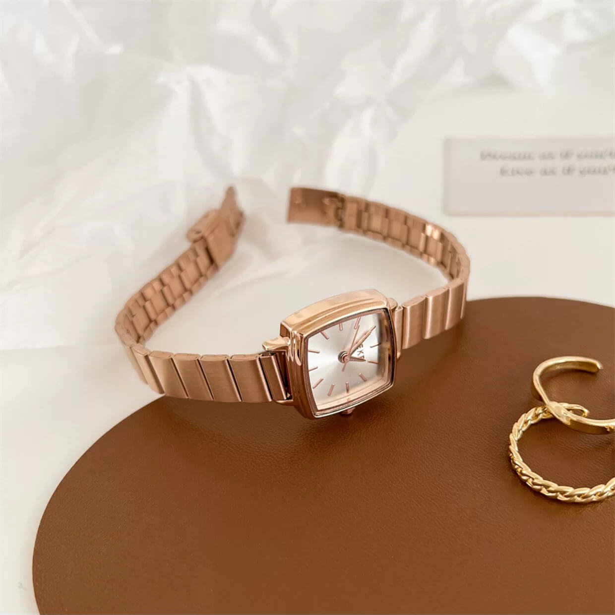 Chic Style Square Face Gold/Silver Bracelet Watch