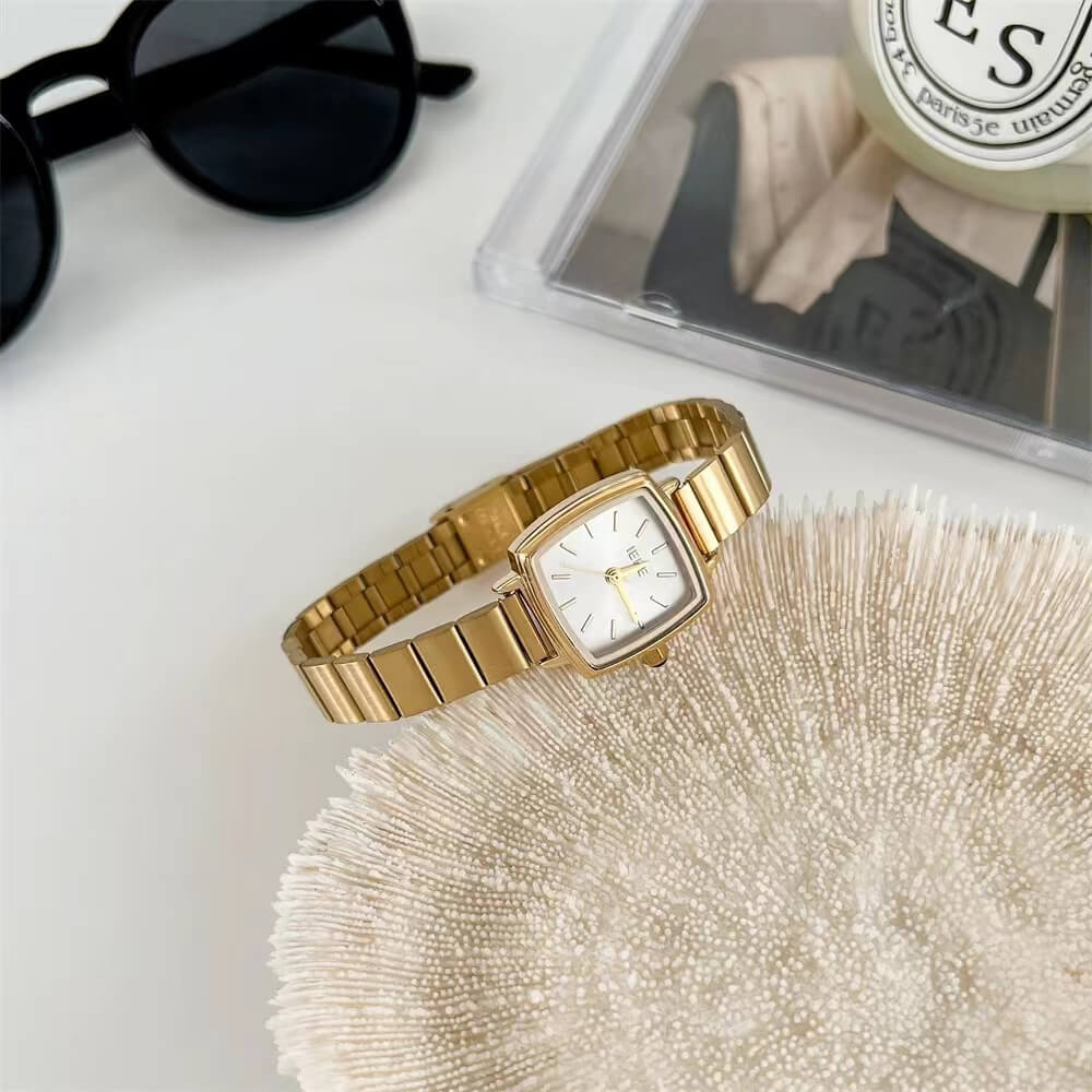 Chic Style Square Face Gold/Silver Bracelet Watch