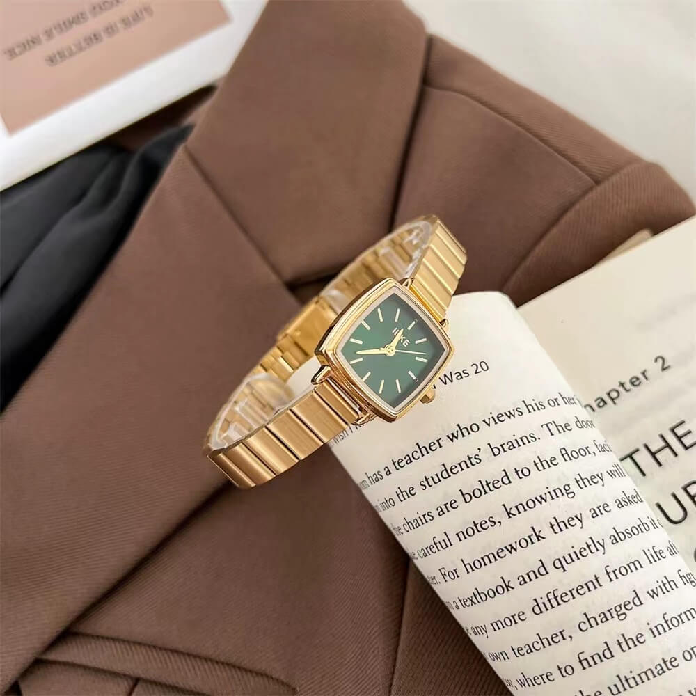 Vintage Style Square Face Golden Bracelet Ladies Watch