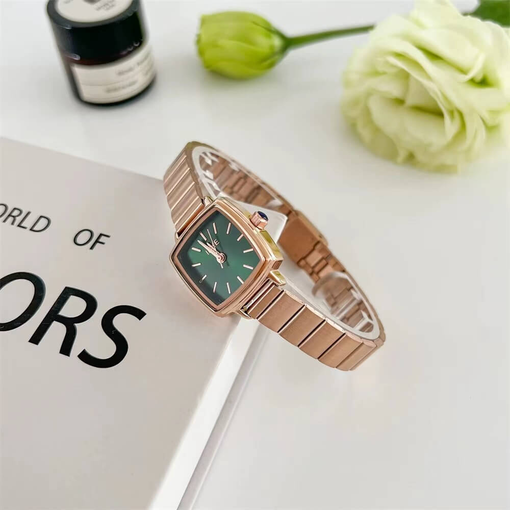 Vintage Style Square Face Golden Bracelet Ladies Watch