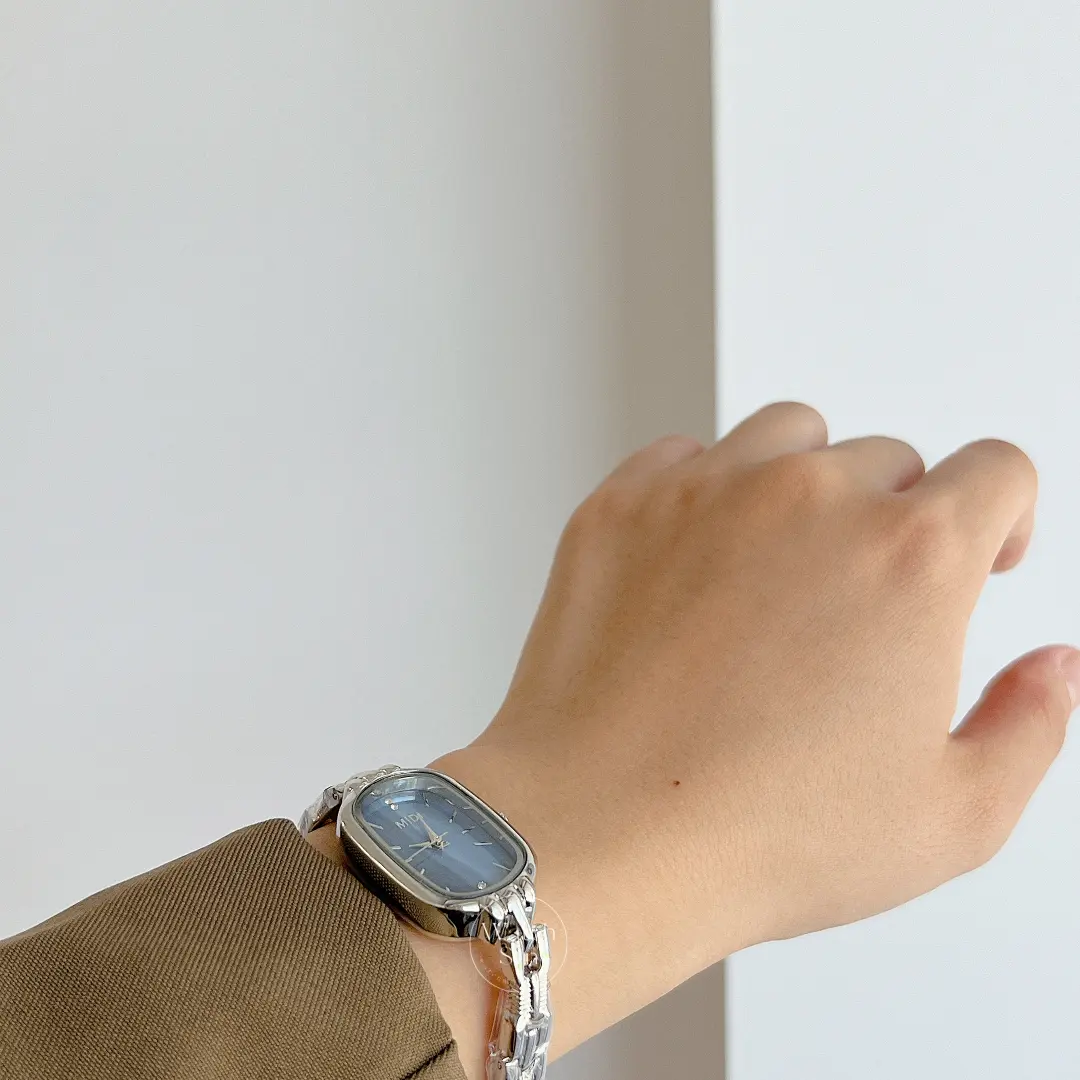 Dainty Silver-Blue Mother of Pearl Bracelet Ladies Watch