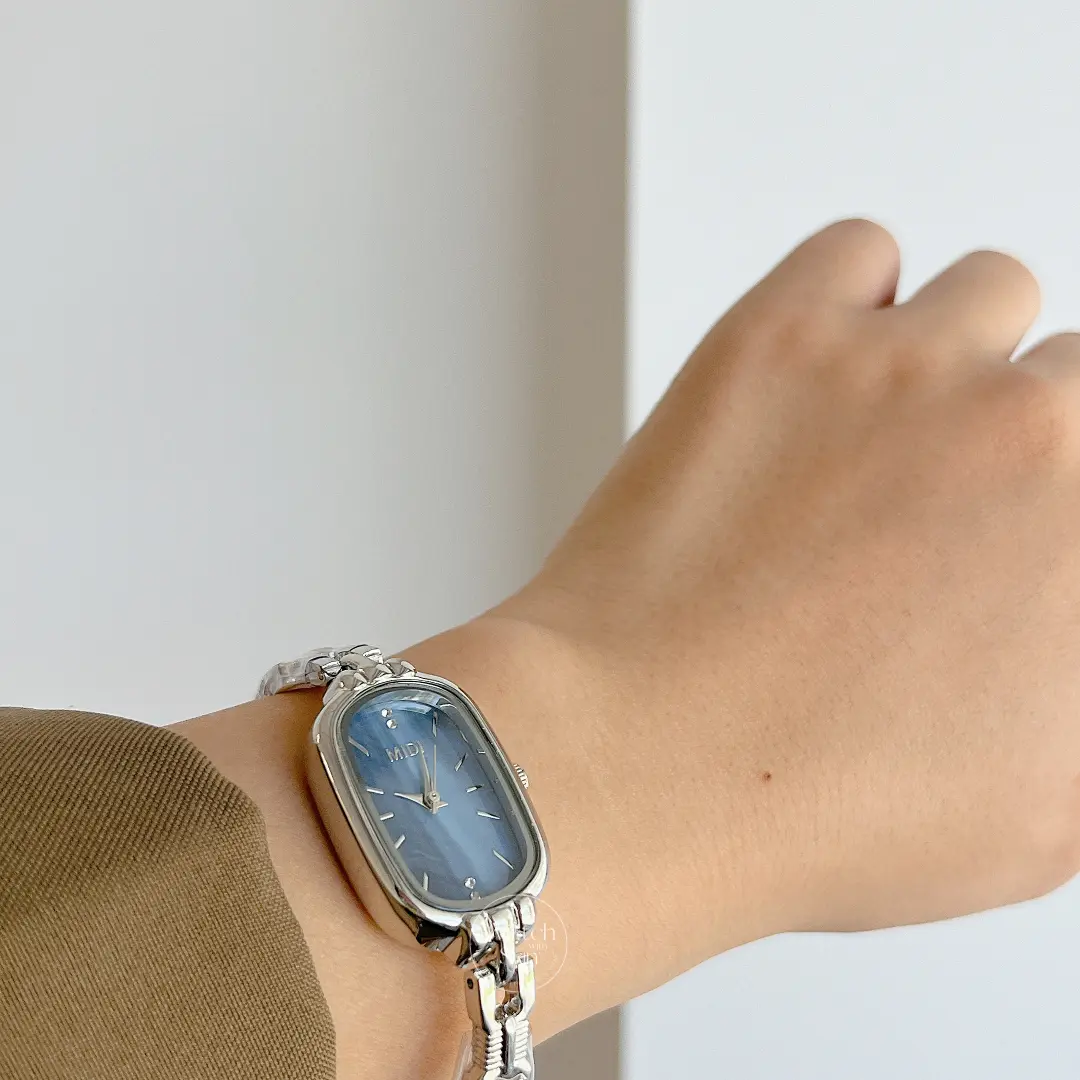 Dainty Silver-Blue Mother of Pearl Bracelet Ladies Watch