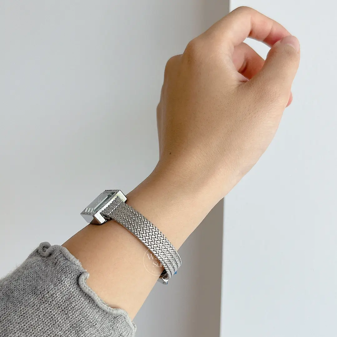 Square Face Gold Green Bracelet Watch