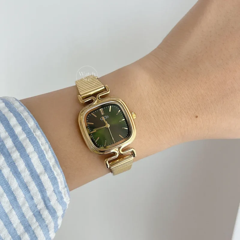 Square Face Dainty Golden Bracelet Watch