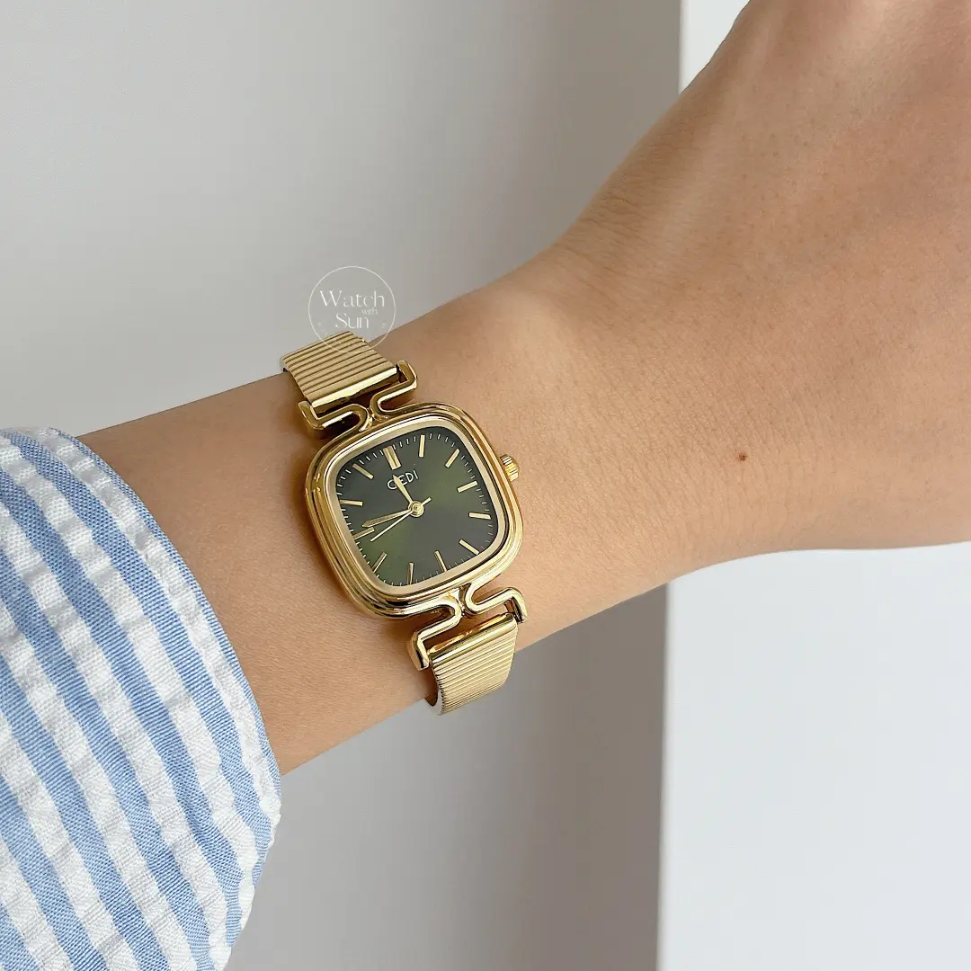 Square Face Dainty Golden Bracelet Watch