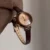 Minimalist Style Brown Round Leather Watch for Women