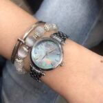 Vintage Gold/Silver Round Face Mother of Pearl Watch