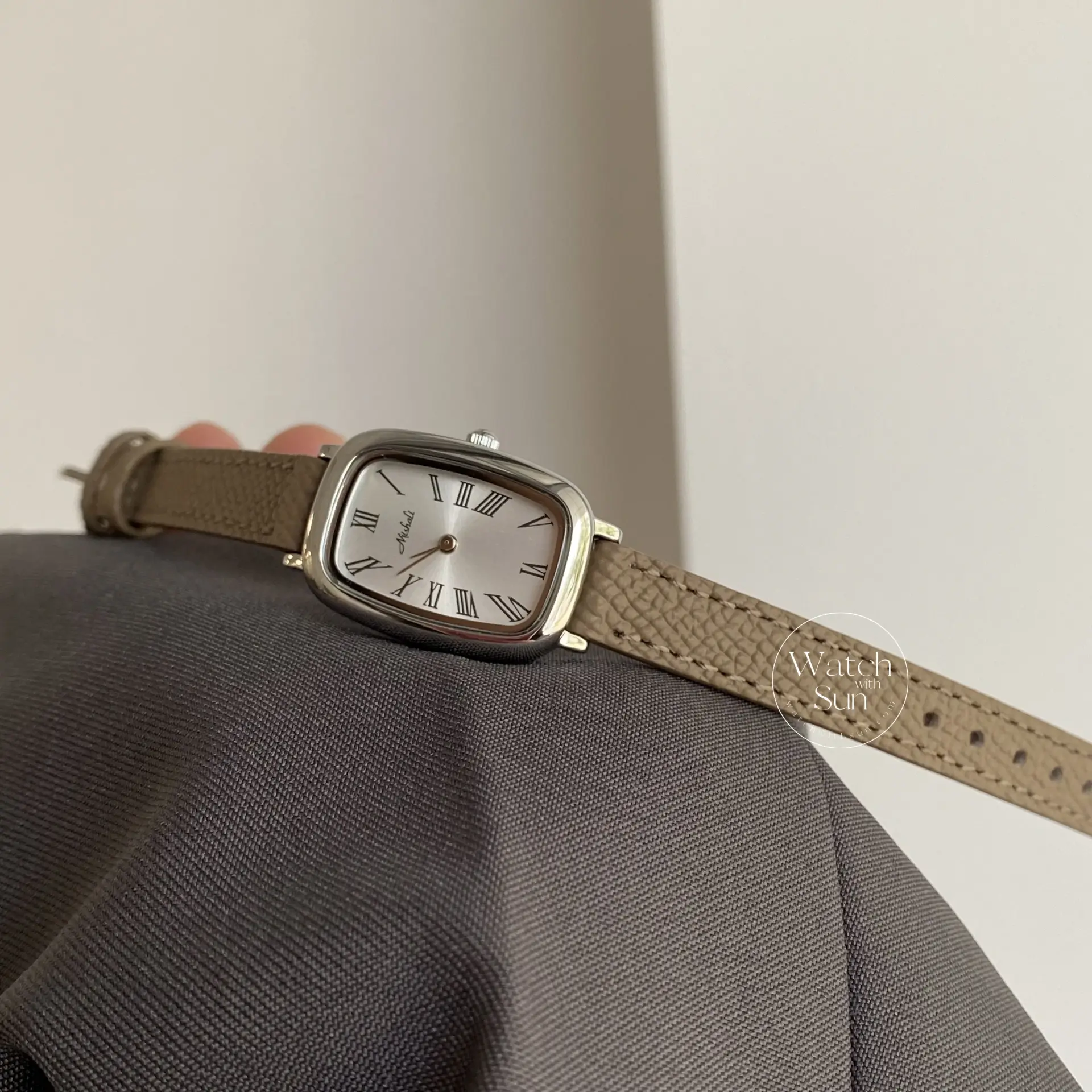 Classic Brown-Silver Rectangle Genuine Leather Watch