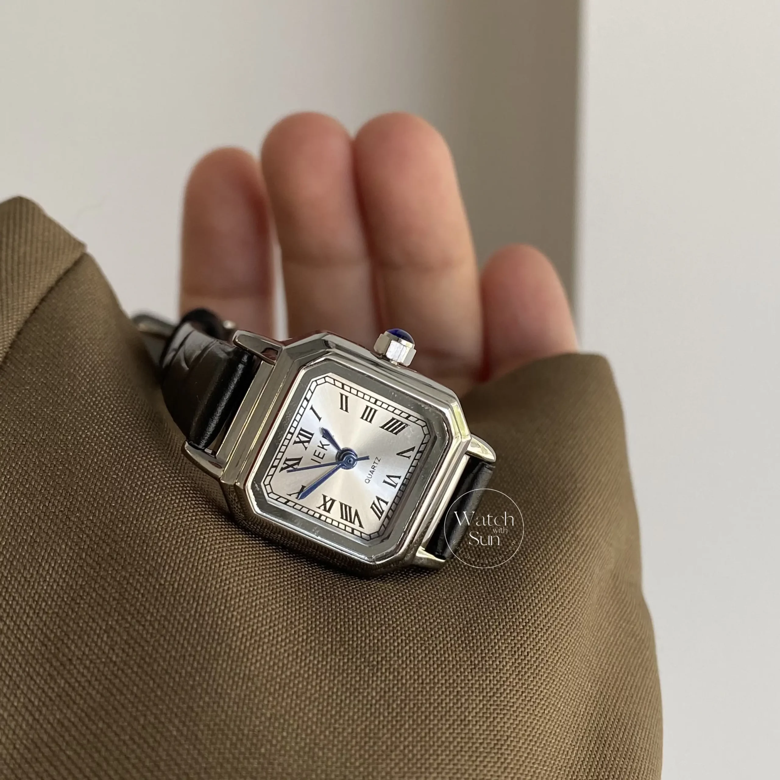 Chic Style Gold/Silver/White Square Genuine Leather Watch