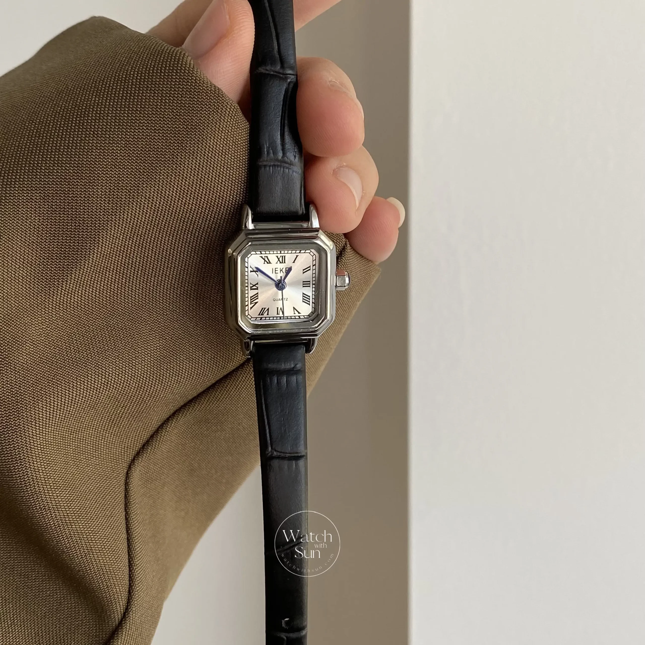 Chic Style Gold/Silver/White Square Genuine Leather Watch