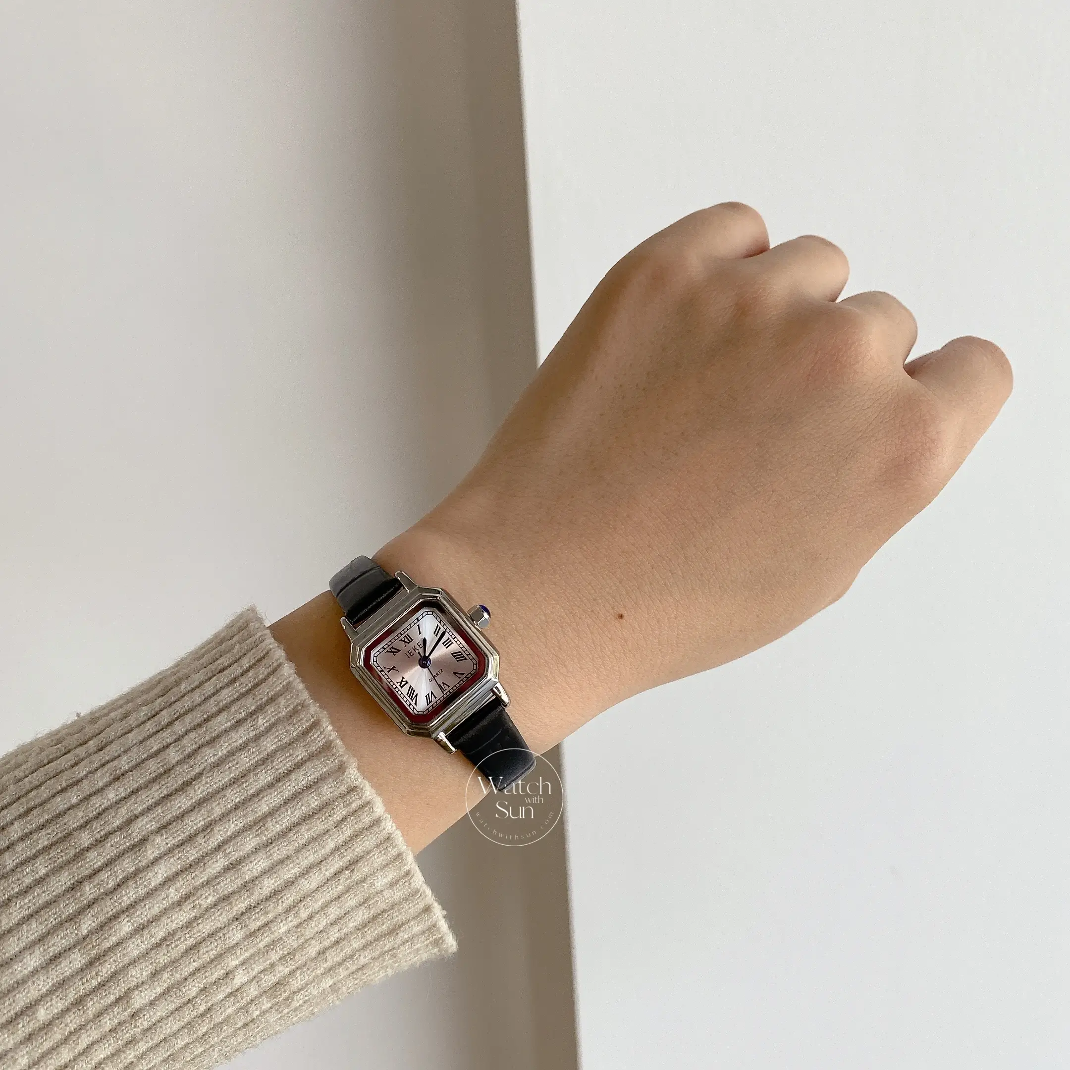 Chic Style Gold/Silver/White Square Genuine Leather Watch