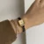 Chic Style Black-Gold Diamond Square Leather Wristwatch