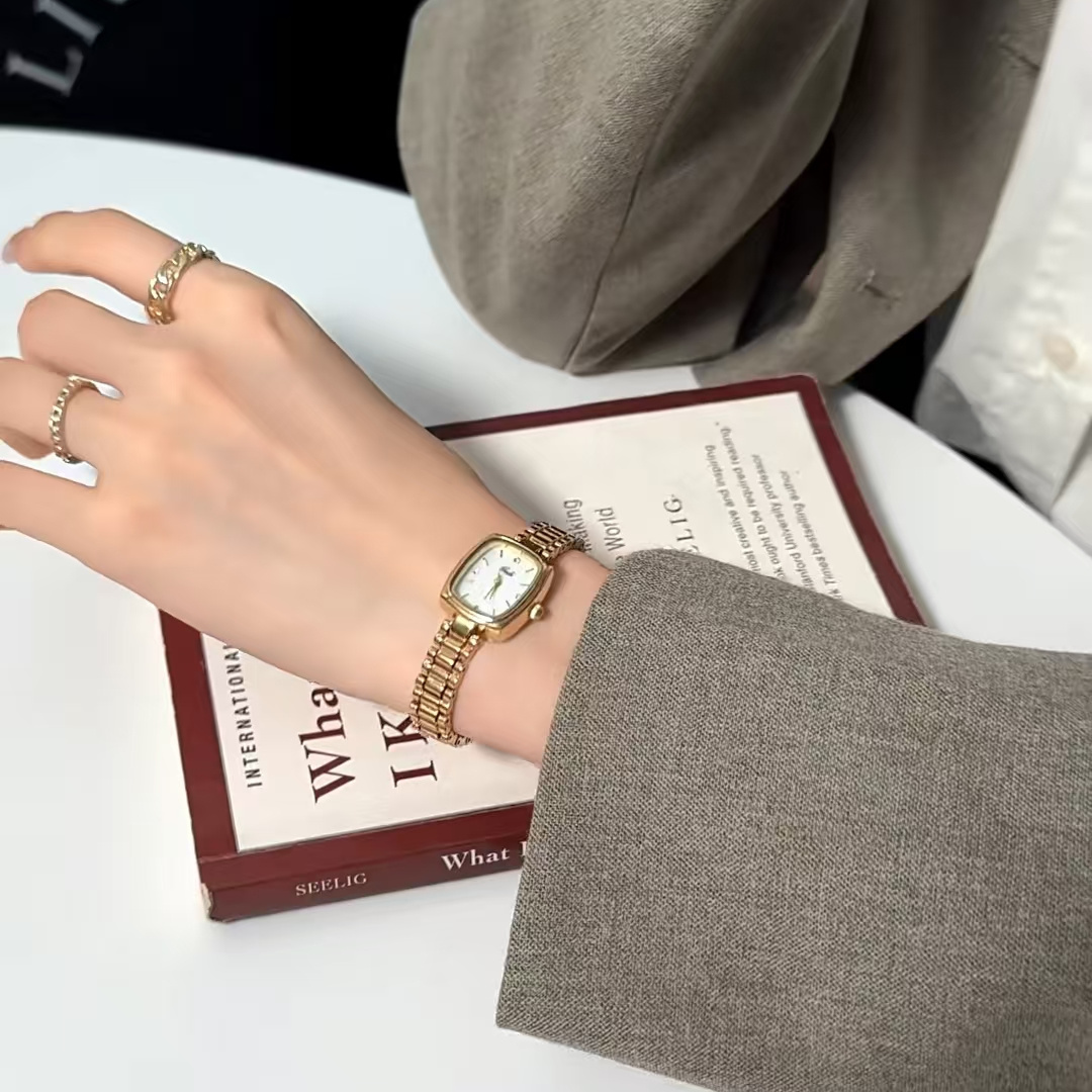 Classic Gold Mother of Pearl Square Watch