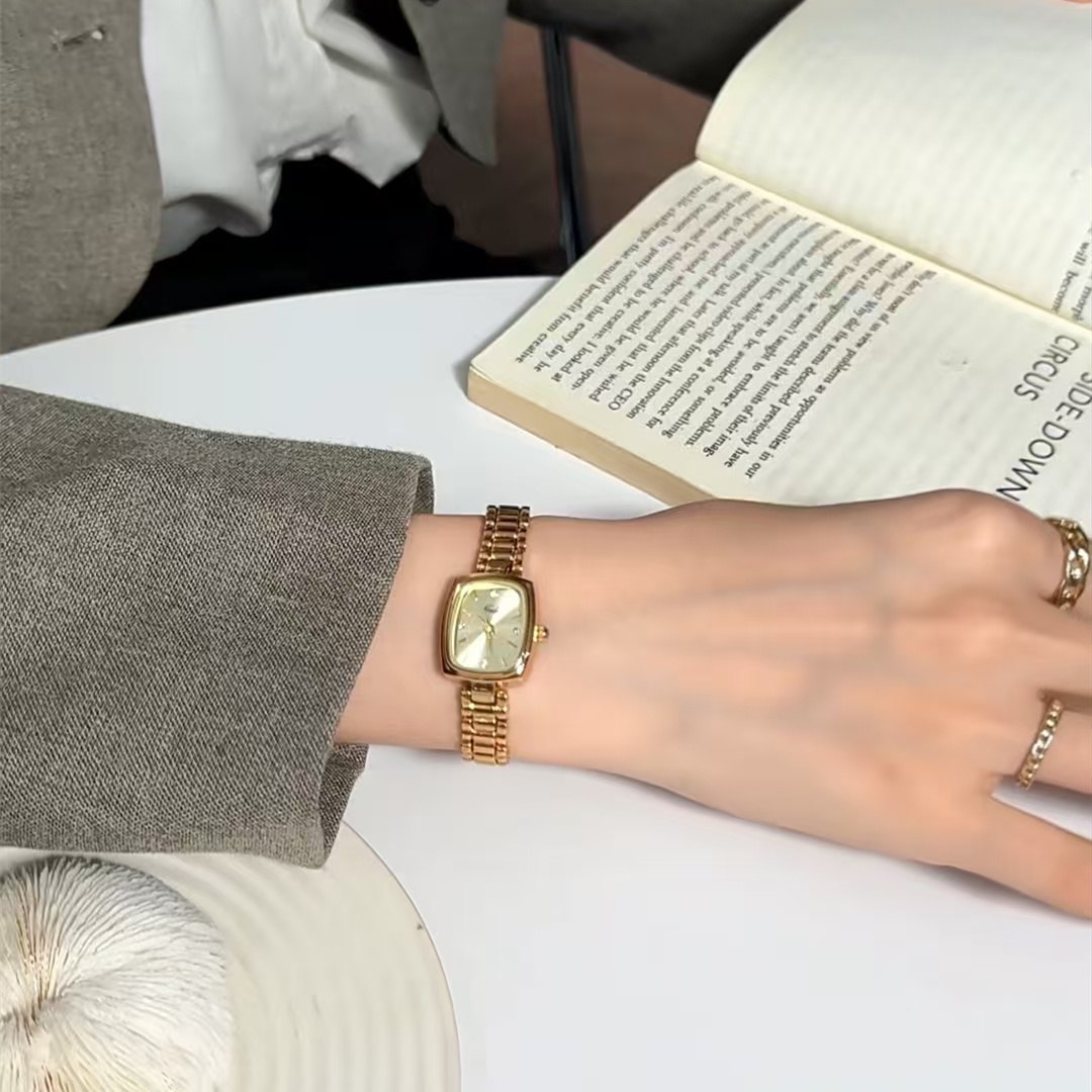 Classic Gold Mother of Pearl Square Watch