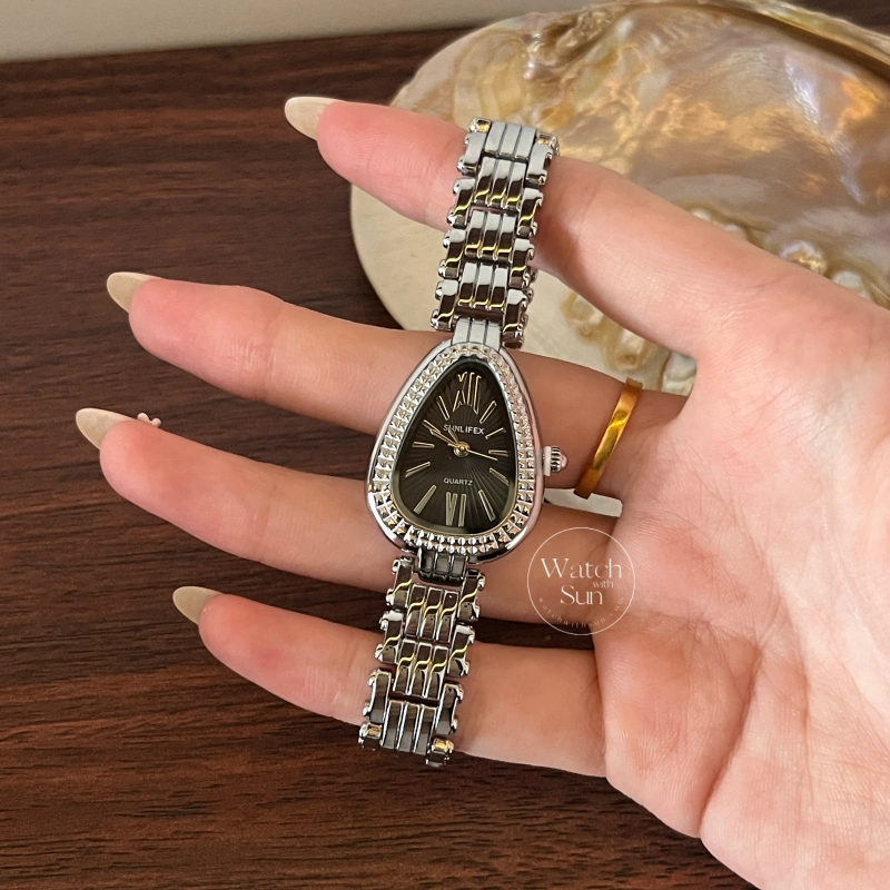 Vintage Style Gold/Silver Snake Head Shape Stainless Steel Watch