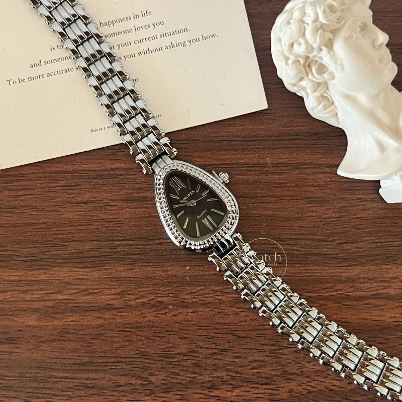 Vintage Style Gold/Silver Snake Head Shape Stainless Steel Watch