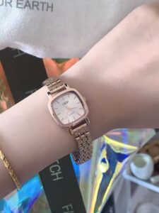 Dainty Two-Tone Square Bracelet Ladies Watch