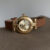Dainty Brown-Gold Round Leather Watch for Women