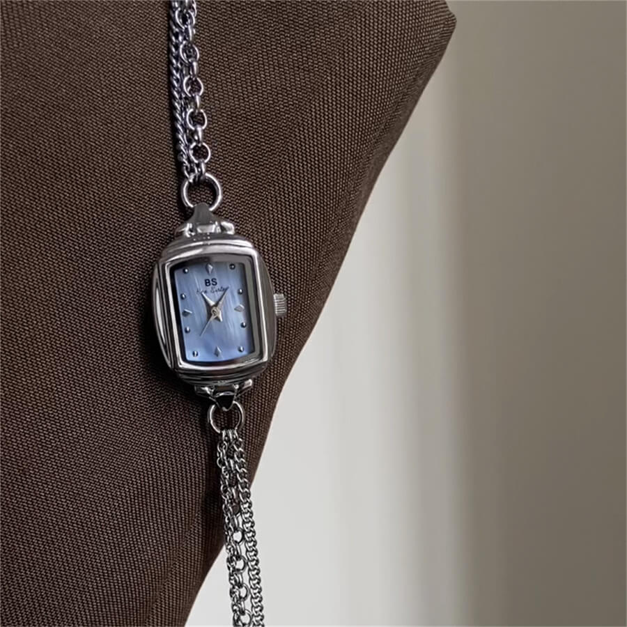 Mother of Pearl Small Rectangle Face Chain Watch