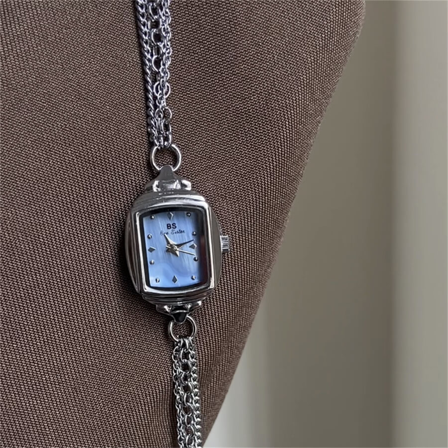 Mother of Pearl Small Rectangle Face Chain Watch