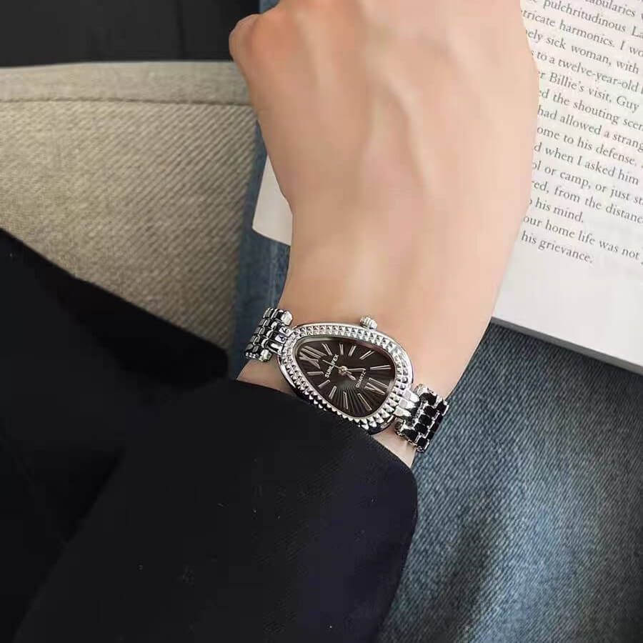 Vintage Style Gold/Silver Snake Head Shape Stainless Steel Watch