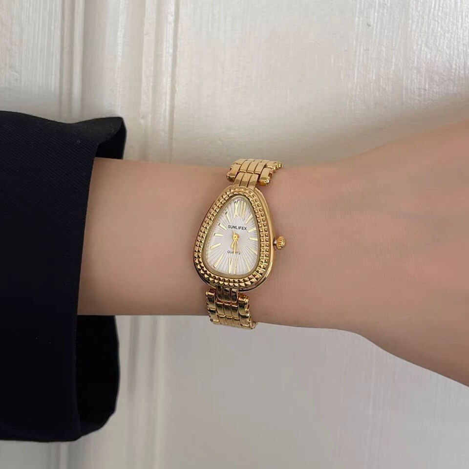 Vintage Style Gold/Silver Snake Head Shape Stainless Steel Watch