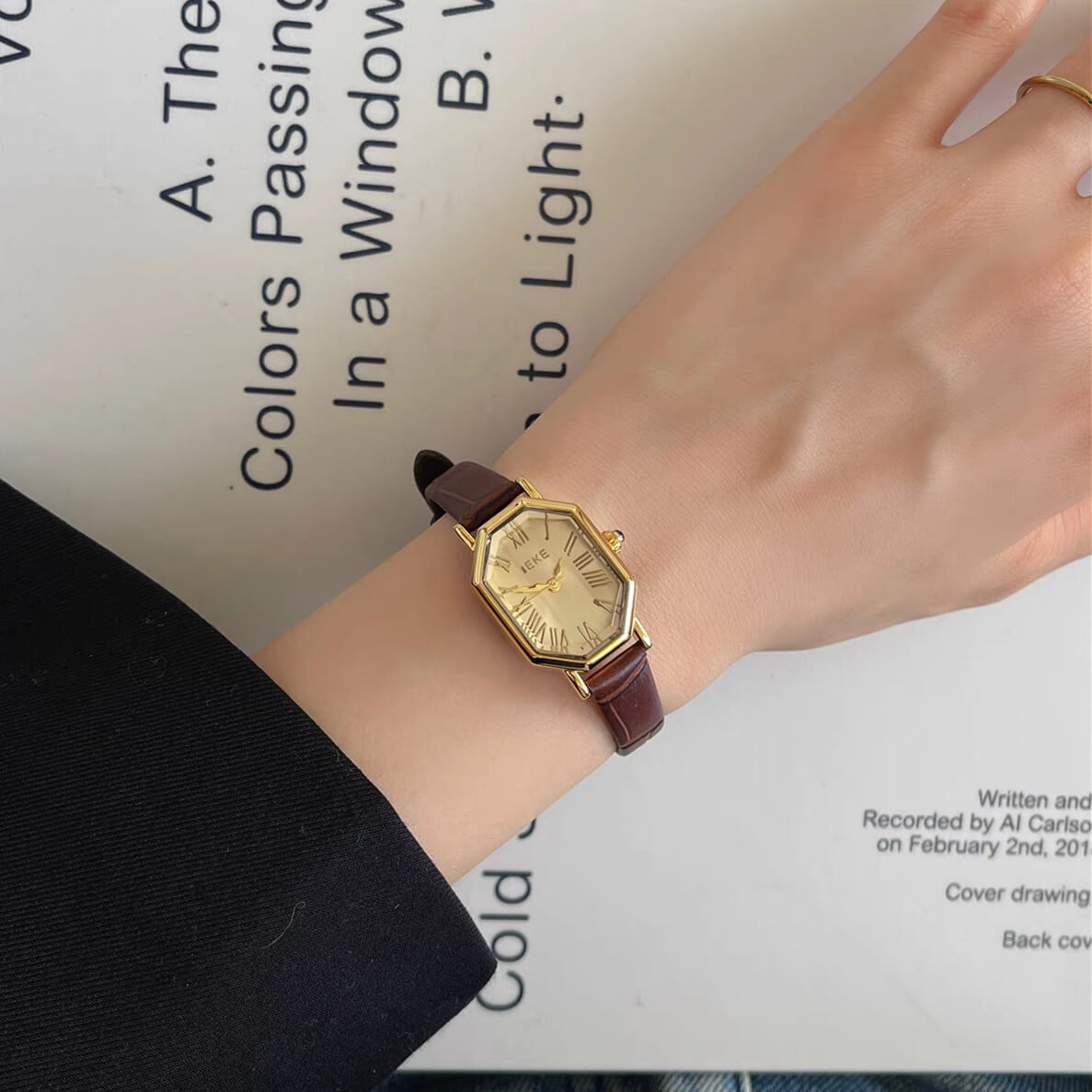 Chic Style Brown/Black Genuine Leather Watch