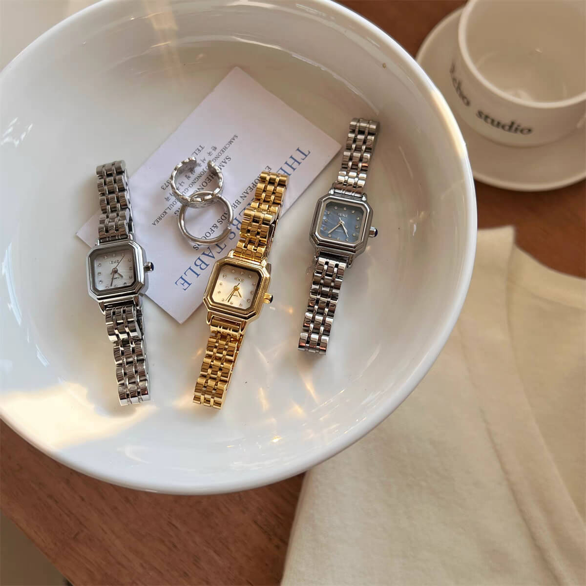 Vintage Style Gold/Silver Square Stainless Steel Watch