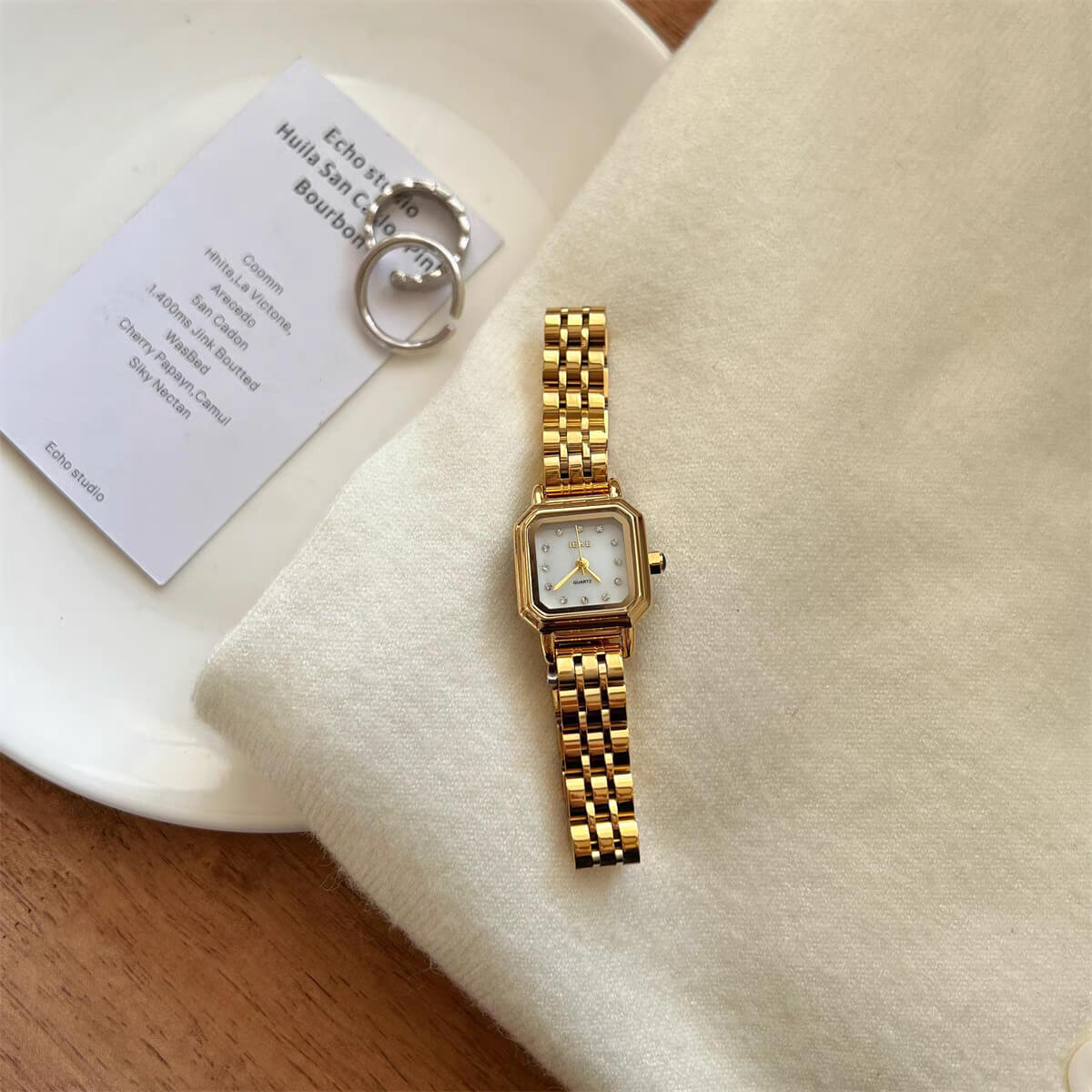 Vintage Style Gold/Silver Square Stainless Steel Watch